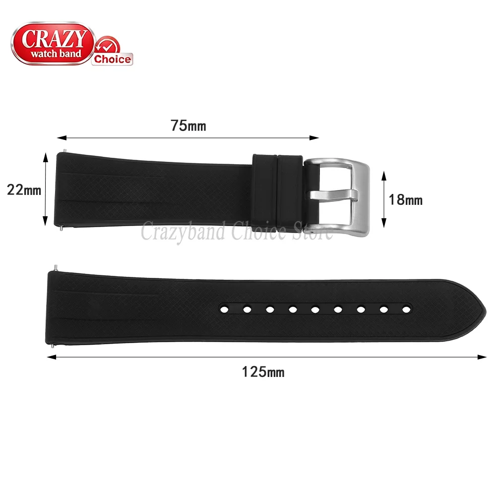 Universal Black Sport Silicone Watch Band with Quick Release