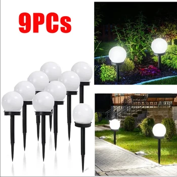 Lampadina a sfera rotonda da giardino a LED solare, per esterni, impermeabile, per paesaggio, villa, prato, luce da terra, lanterna decorativa da giardino 1