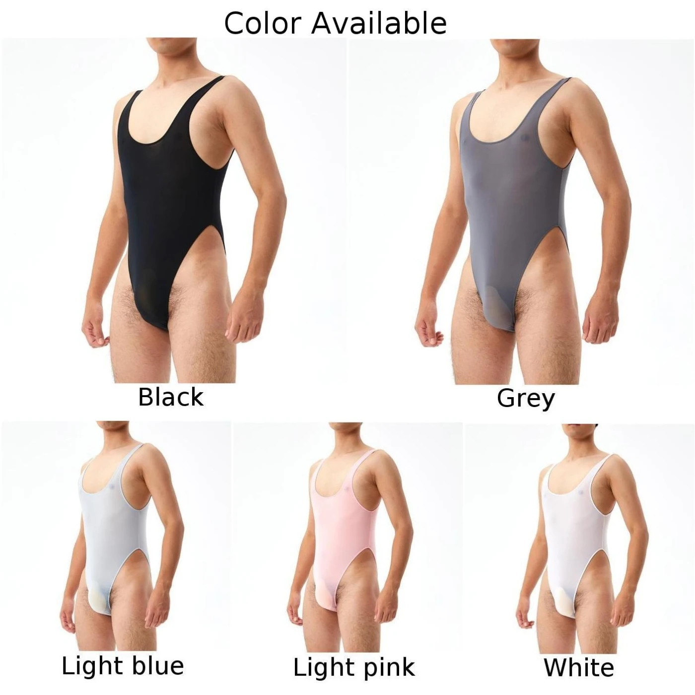 Mens Transparent Bodystocking Swimsuits Short Sleeve Slim Romper Jumpsuits Slim Bodysuit Underwear Thong Bikini Set