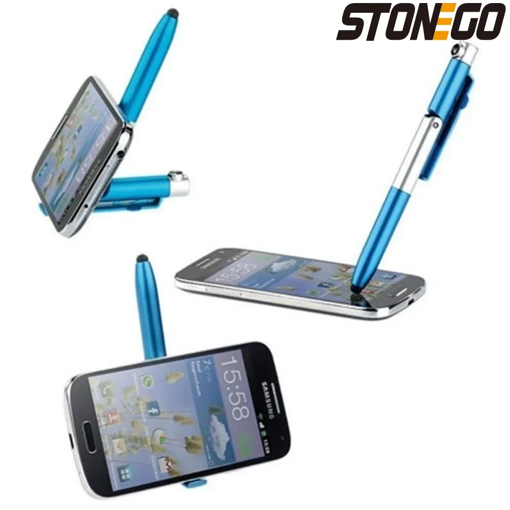 4 in 1 Multifunction Ballpoint Pen with LED Light Fold Phone Holder Night Read Writing Pencil Office Student Stationery multifunction pen