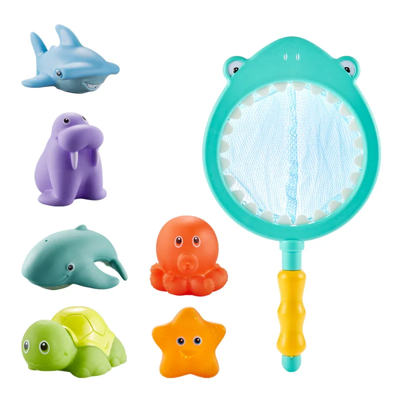 Cute Cartoon Animal Bathtub Water Toys Fishing Net Scoop for Baby Toddler  Bath Shower Supplies