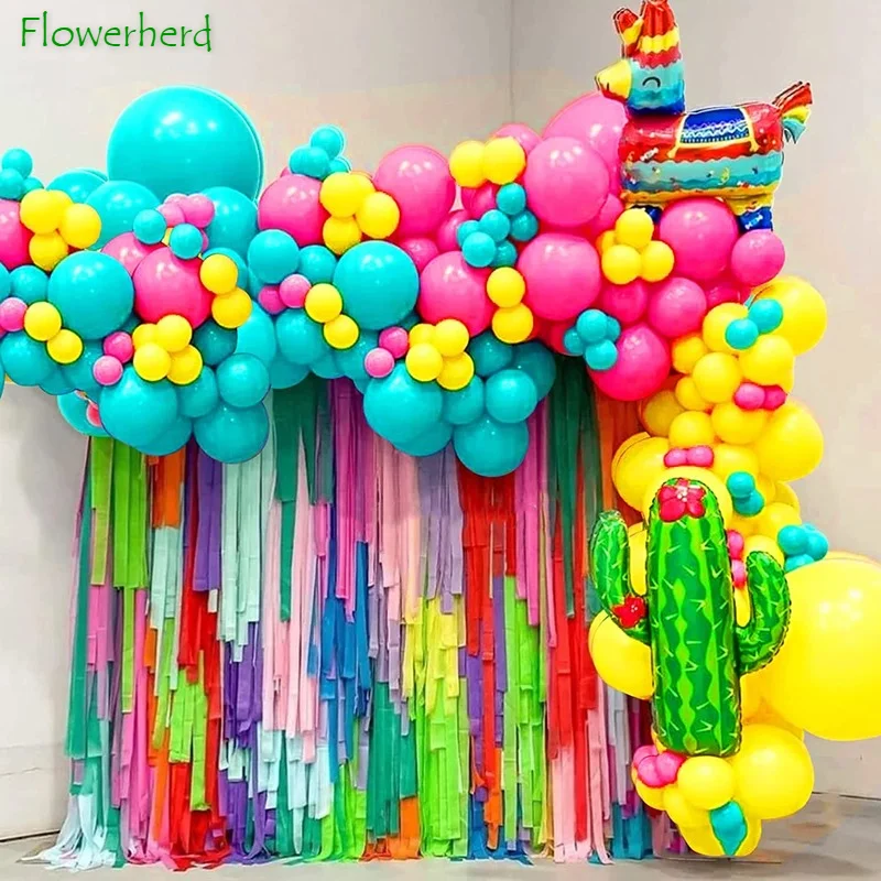 130pcs Mexican Fiesta Theme Cactus Party Decorations Balloon Arch