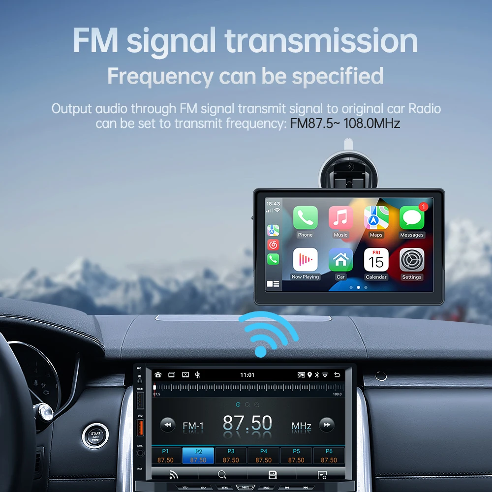 Универсальный 7-дюймовый автомобильный радиоприемник мультимедийный видеоплеер портативный беспроводной Apple CarPlay Android автомобильный сенсорный экран для BMW VW KIA