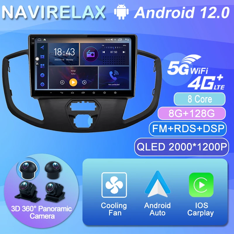 

Android 12 New For Ford Transit 2015 - 2018 Car Radio Multimedia Video Player Navigation GPS Android Auto Carplay No 2 Din DVD