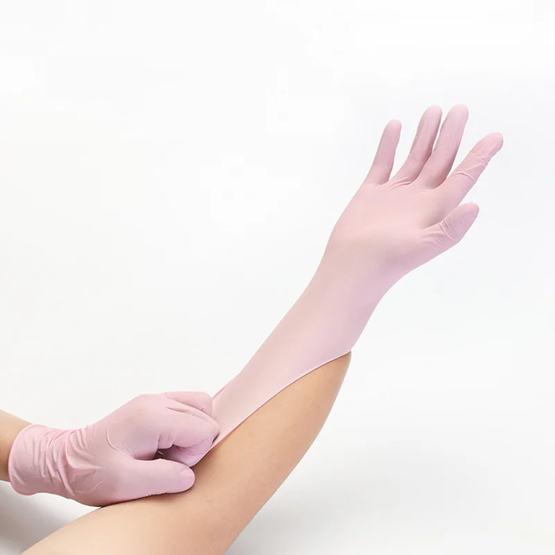 Description Picture 5 of item100PCS Pink Nitrile Disposable Gloves Latex Free Gloves Protective Powder Free Household Cleaning Kitchen Beauty Tattoo Gloves