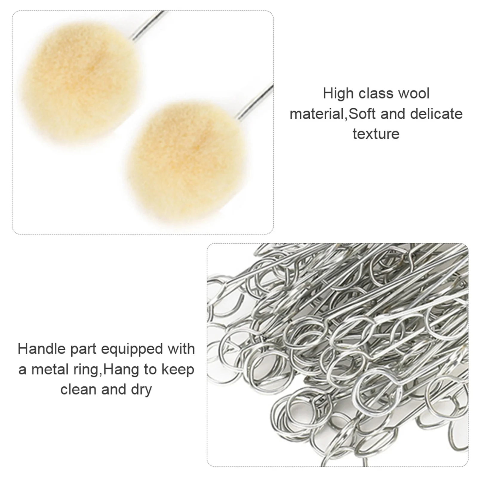100Pcs Leather Wool Daubers Oily Dye Ball Brush Metal Handle DIY HandMade Craft Tool