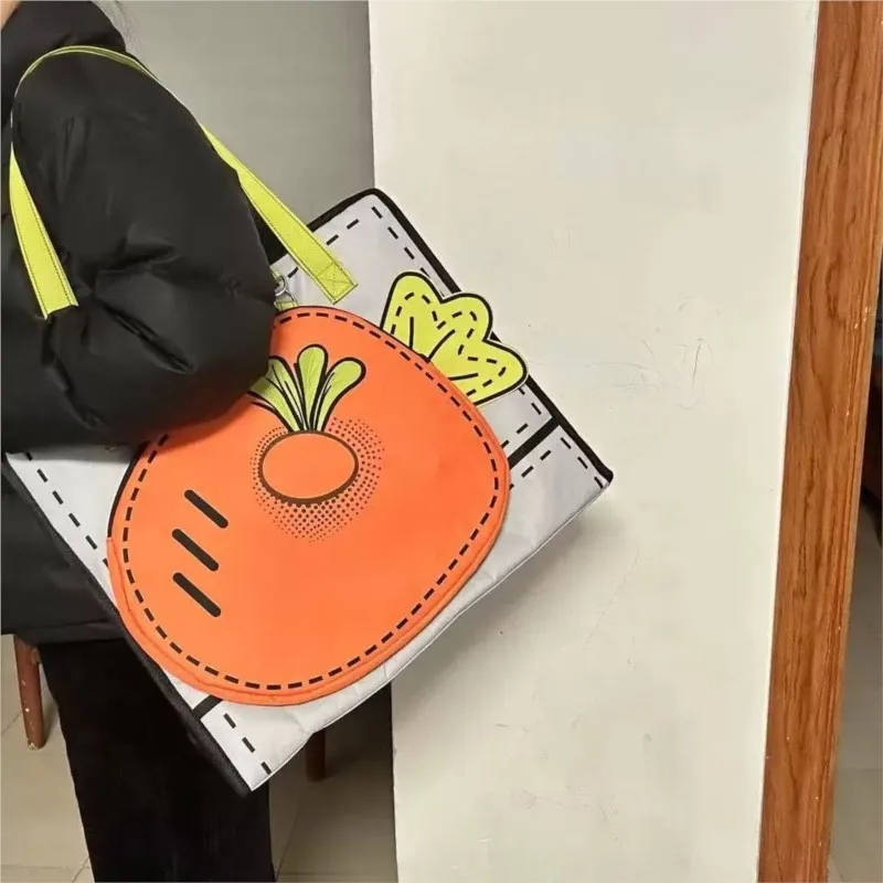 JIAERDI Cute Cartoon Carrot Handbag Women Comic Anime Large Capacity Shoulder Bag Ladies Fun Kawaii Line Niche Underarm Bag New