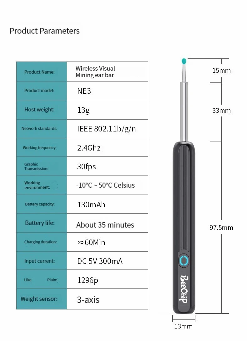 Wireless WiFi Ear Pick Otoscope Camera Borescope Luminous Ear Wax Cleaning Health Care Ear Cleaner Visible Ear Scoop