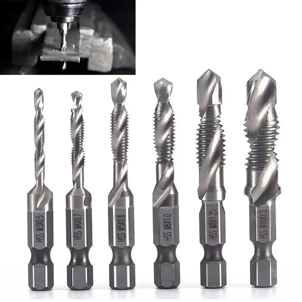 HSS Titanium Plated Tap Drill Bits Hex Shank for Metal Drilling