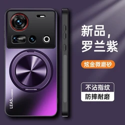 Magnetic Hard Matte Case with Ring Stand - Shockproof Protective Bumper Cover for Nubia Z70 Ultra (PURPLE)