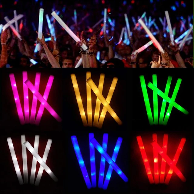 50/100pcs LED Foam Glow Sticks Flashing Glow Wands Party Light Up Rave  Glowstick