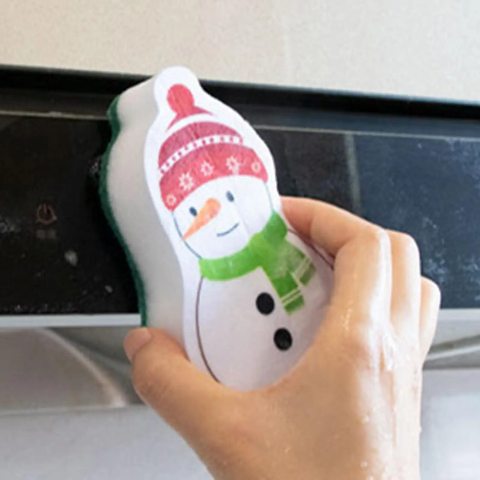 1pc Christmas Dish Sponges Christmas Snowman Scrubbing Sponge For Dish Cleaning Sponges For Pan Pot Bakeware Plate Dish Bowl