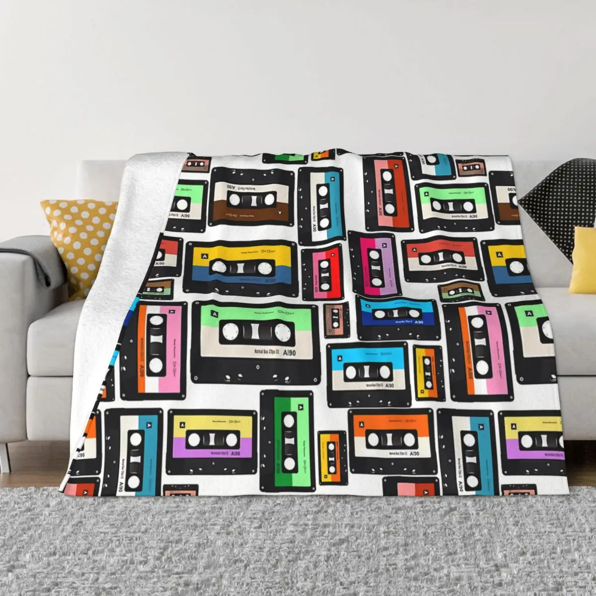 

Music Notes Cassette Vinyl Record Portable Warm Throw Blankets for Bedding Travel