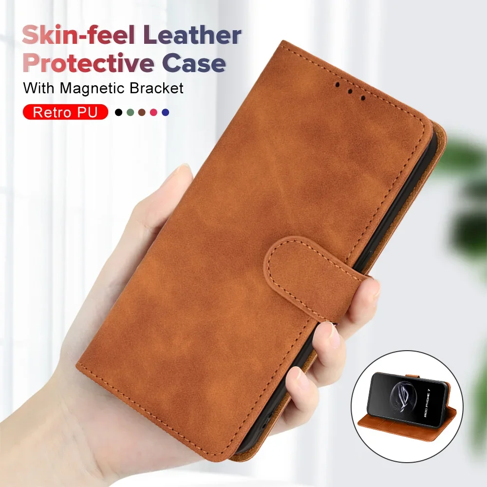 Per Asus Rog Phone 7 Ultimate 6 Custodia In Pelle Flip Magnetic Book Stand Cover 7 Ultimate Phone7 Phone6 Portafoglio Card Capas Con Cinturino