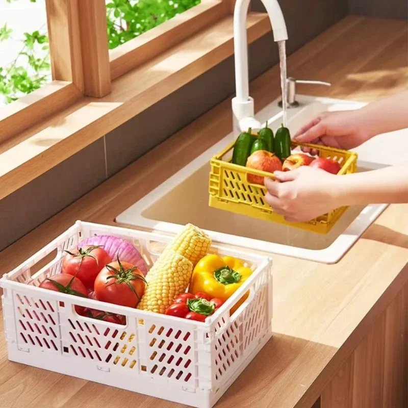 A Top Quality 1Pcs Portable Foldable Plastic Storage Basket - Stackable Organizer Box for Makeup Jewellery Toys - Lightweight 3
