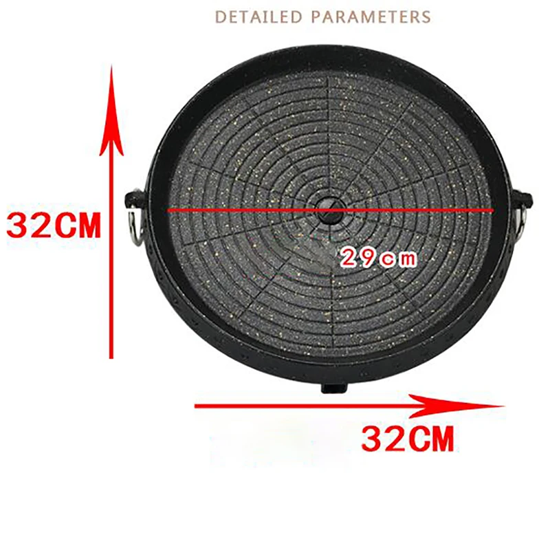 Grill Pan Non-stick Bakeware Smokeless Barbecue Tray Stovetop Plate for Indoor Outdoor Beach Party Camping BBQ Grilling
