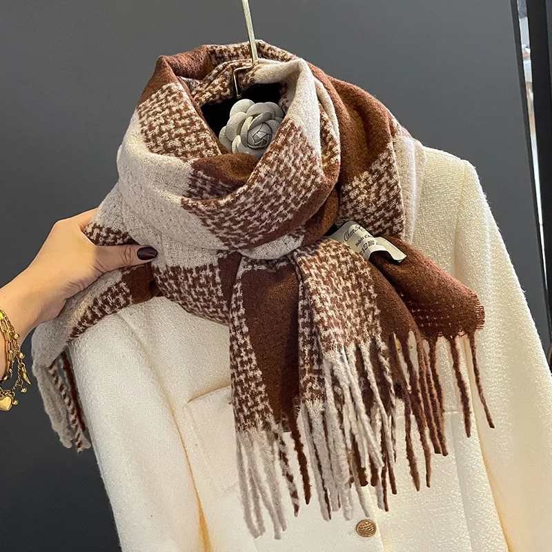 

Зимний дизайнерский кашемировый шарф, женское теплое одеяло, толстые шали и палантины, модное мягкое пончо, Женский Глушитель 2023