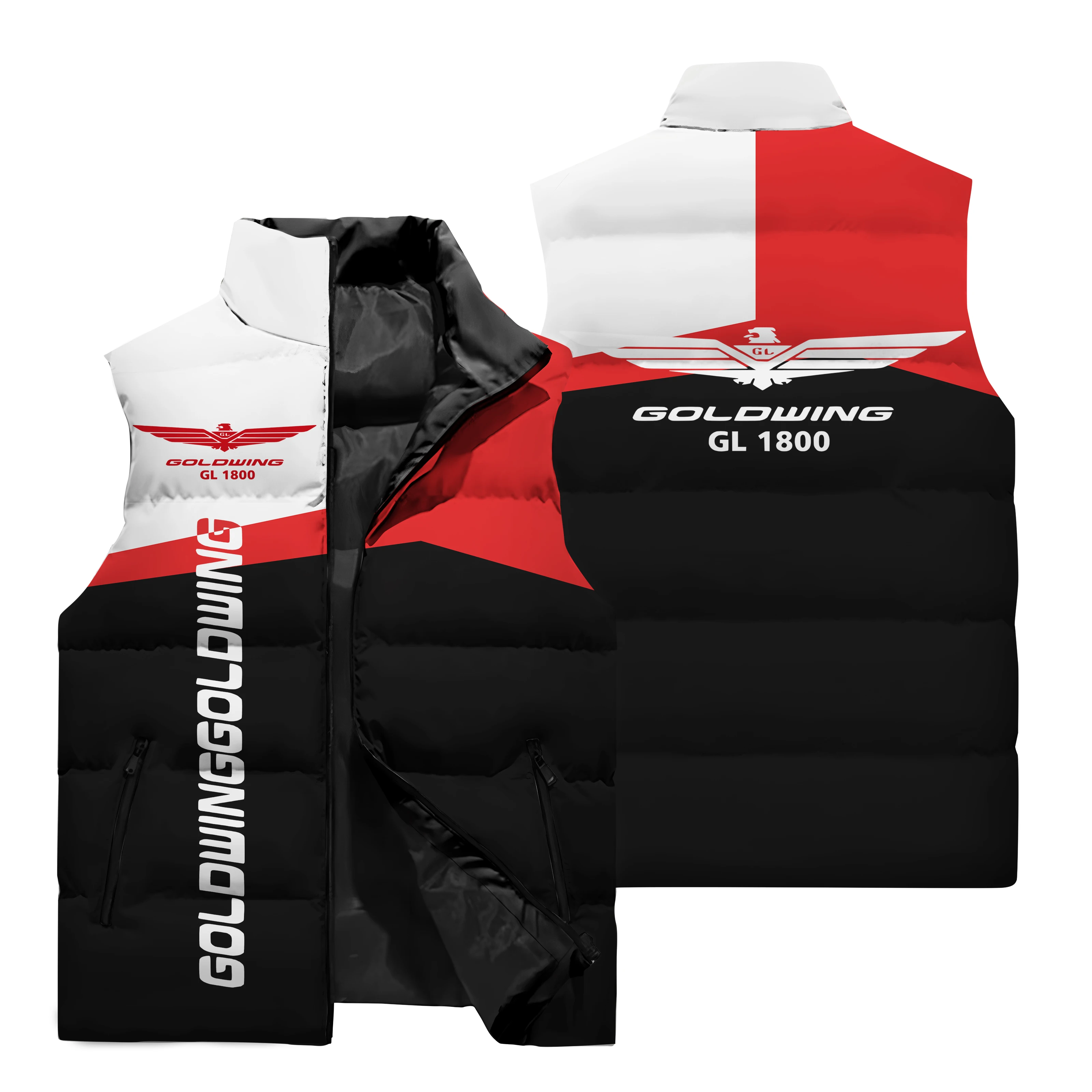 thumbnail image 2 of Nueva chaqueta sin mangas cálida y cómoda de otoño e invierno para hombre con exquisito estampado del logotipo del camión GOLDWING en 3D, 2 of 5