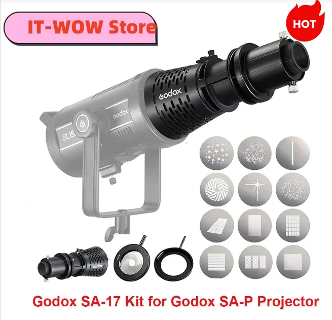 

Godox SA-17 Kit for Godox SA-P Projector to Bowens Mount S30 VL150 VL200 VL300 SL150II SL200II LED Continuous Light SA-P SA-06