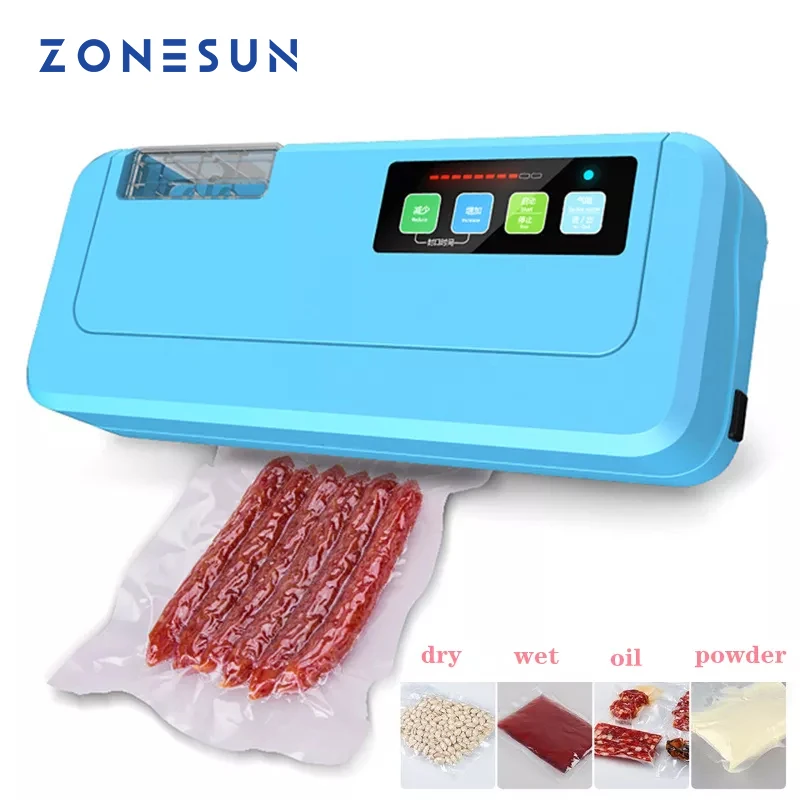 ZONESUN P-290 Househlod Food Saver Vacuum Sealer Machine Film Sealer Vacuum packer Give Free Vacuum Bags for Tea Food Saver vacuum sealed bags for clothing double zip 6pcs pack space saver bags for clothes pillows