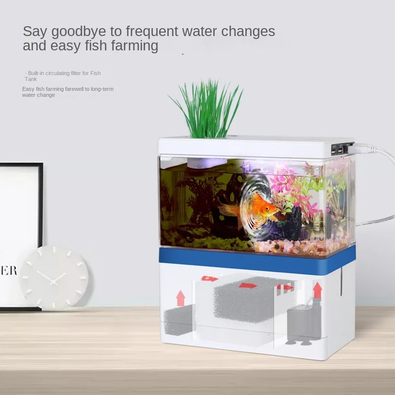 DesktopSmallFishTankCirculatingPurifiedWaterAquariumBottomWith