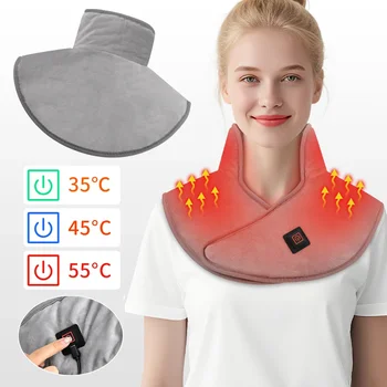 Riscaldamento elettrico Spalla Collo Imbottitura Avvolgimento cervicale Cuscinetti per impacchi termici a tre marce Scialle Strumento per il relax della schiena calda per l'ufficio domestico