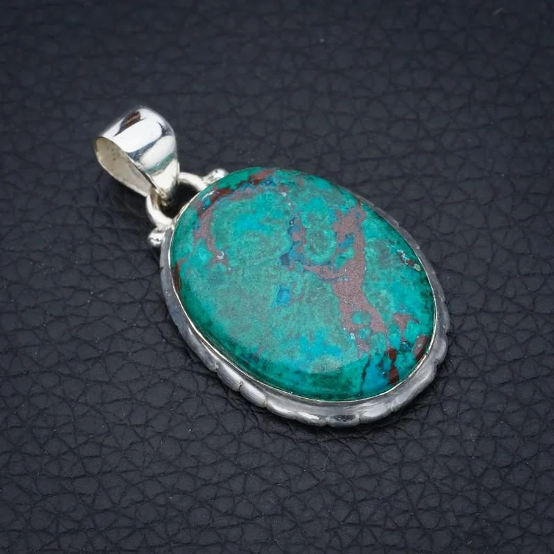 

StarGems Chrysocolla Handmade 925 Sterling Silver Pendant 1.5" F4820