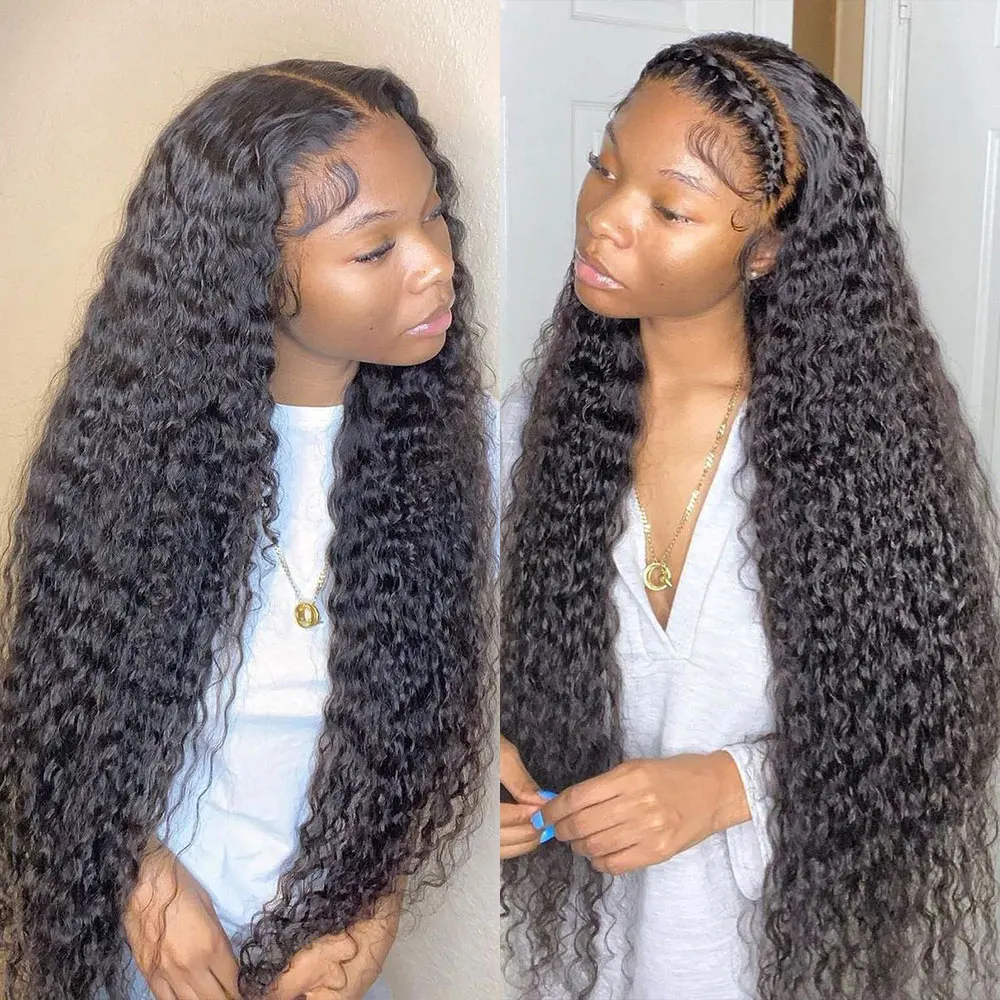 

Deep Wave 13x4 Hd Lace Frontal Wig Curly Lace Front Human Hair Wig PrePlucked Brazilian Wet and Wavy Water Wave Wigs For Women