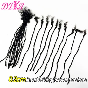 0.1-0.2cm Sisterlocks Human Hair Handmade Interlock Loc Curly Tips Sister Locs Real Human Hair Micro Locs Extensions Can Be Dyed 1