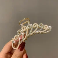 Beautiful Peacock Shape Hair Clips Full-covered Rhinestone Pearl Claw Clips Woman Fashionable Hair Accessories