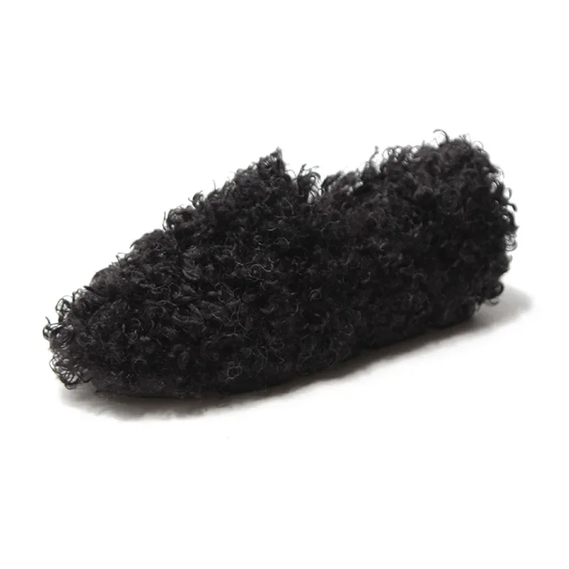 Net red fur shoes women wear fashion autumn and winter new plus velvet lamb hair a pedal flat shoes women's