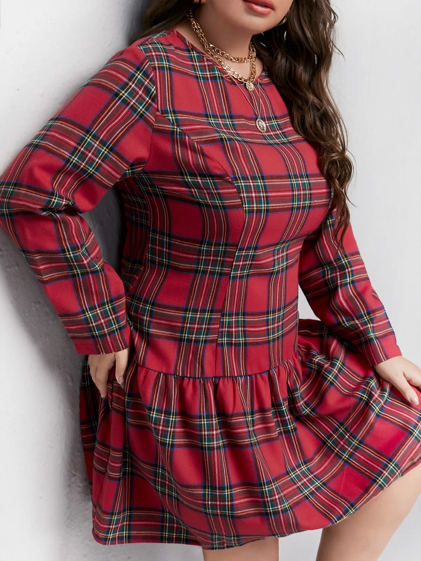 Finjani Plus Size Party Dresses Scottish Style Red And Black Plaid Woman's Dress 2022 Elegant Dresses For Women