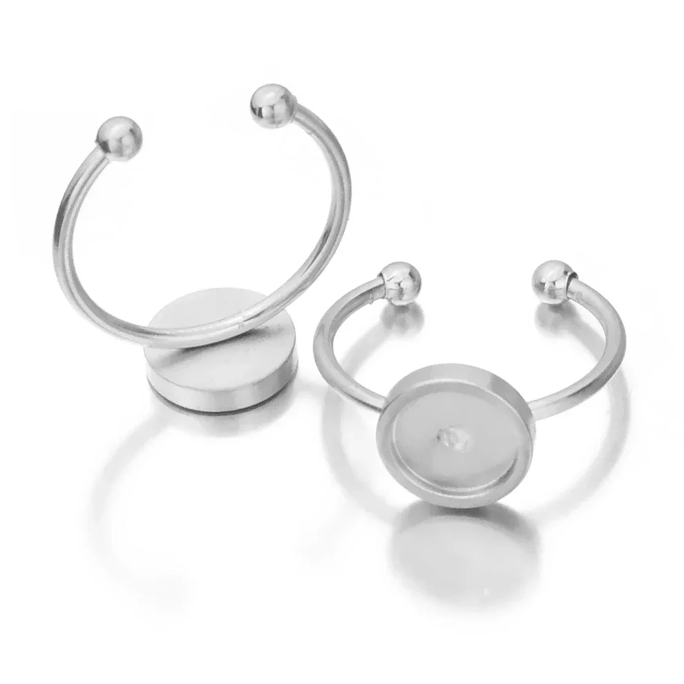 10 Anelli Vuoti Regolabili In Ferro Oro Champagne – Vassoio Rotondo 12 Mm Per Creazione Bijoux Fai Da Te E Resina