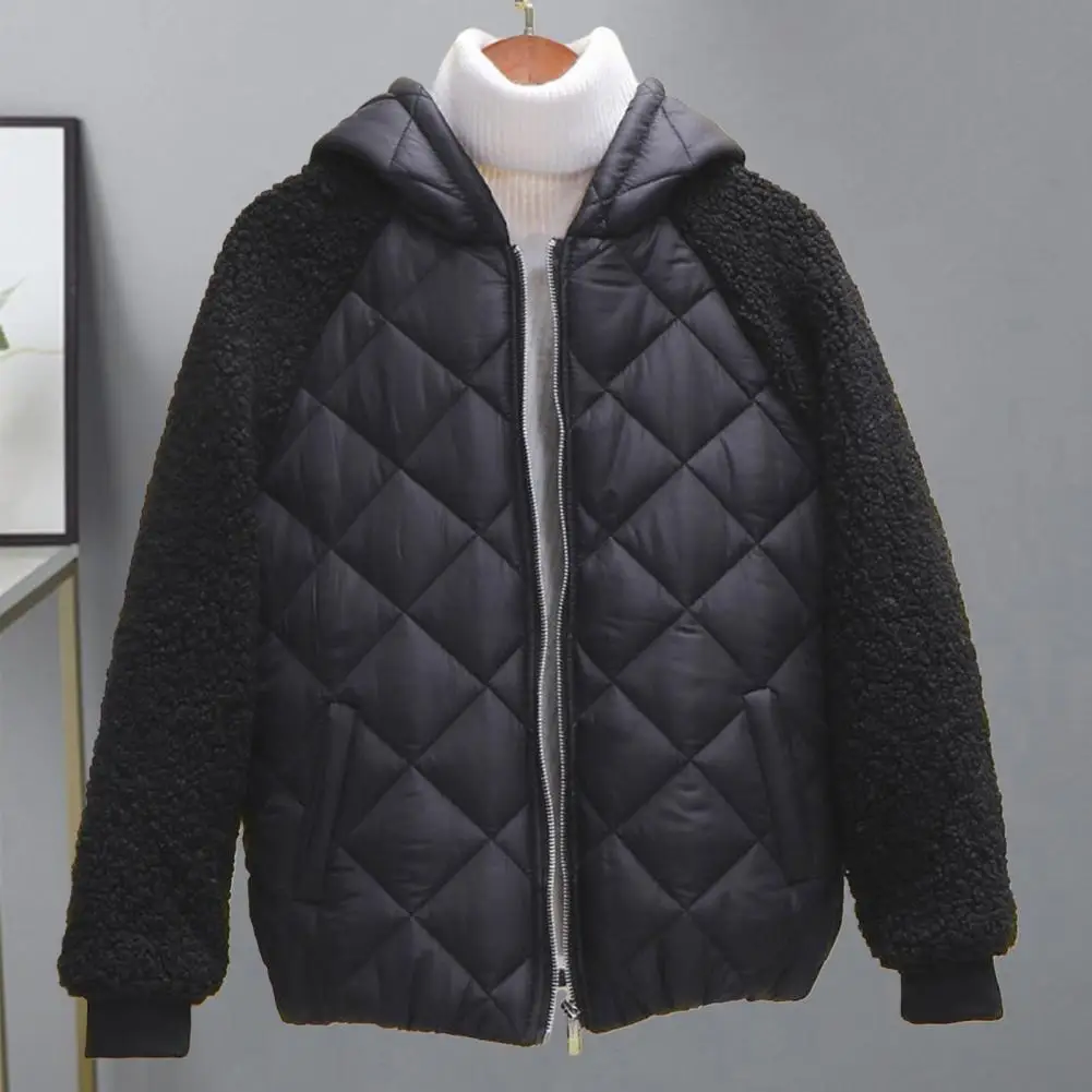 

jacket for women Plus Size Thickened Soft Plush Padded Hooded Patchwork Pockets Windproof Women Winter Cotton Coat chaquetas