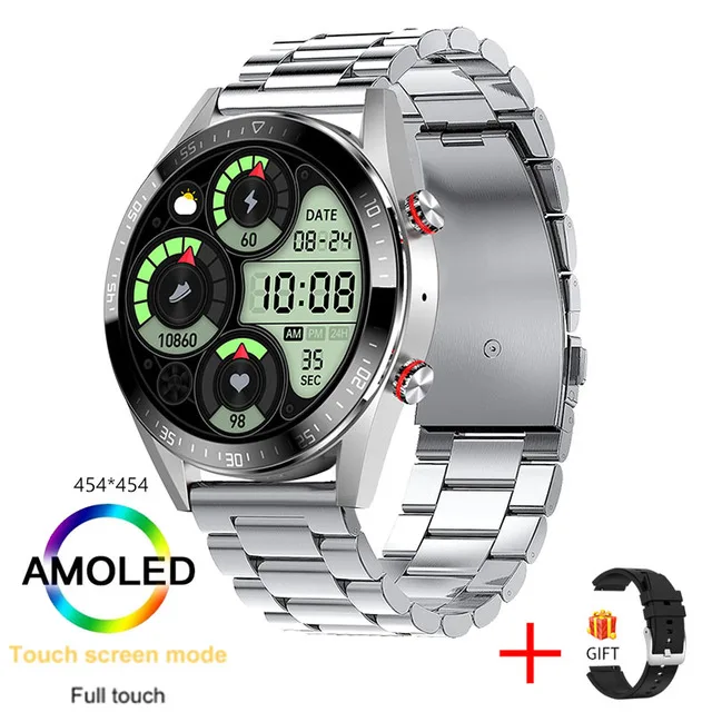 2022 New 454*454 Screen Smart Watch Always Display The Time Bluetooth Call Local Music Smartwatch For Mens Android TWS Earphones 
