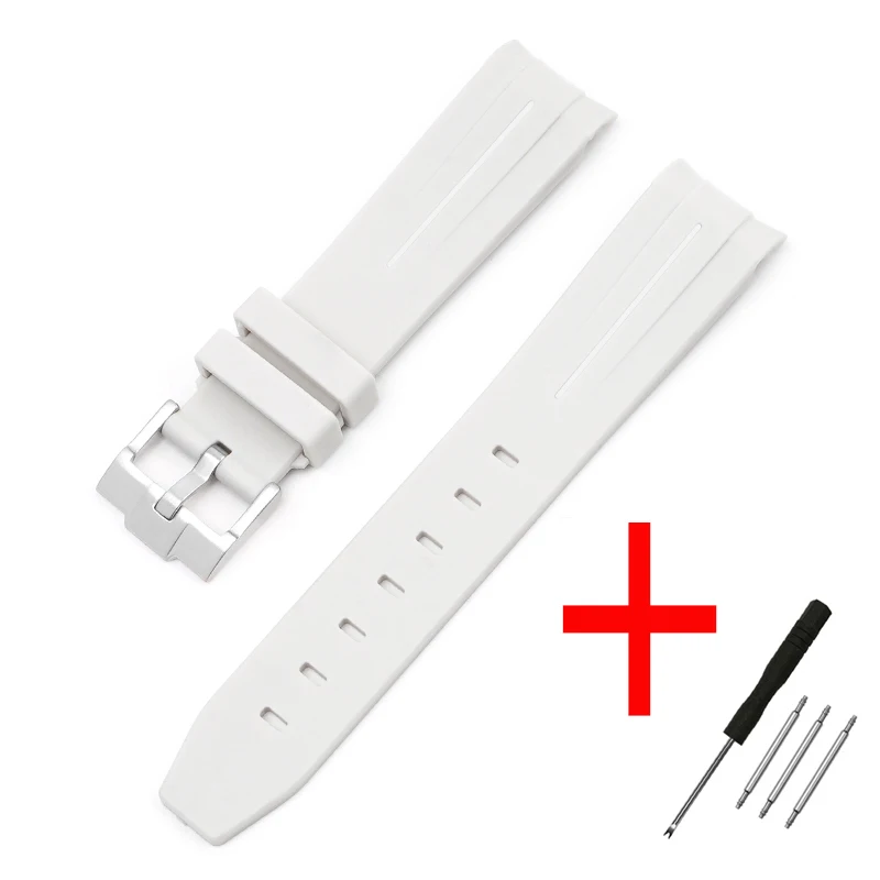 20mm Curved End Waterproof Rubber Sports Watch Strap