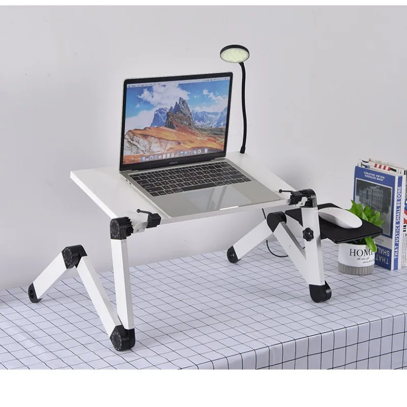 Laptop Desk Stand Portable Adjustable Foldable Computer Desk with Desk Lamp Mouse Pad Cooling Fan