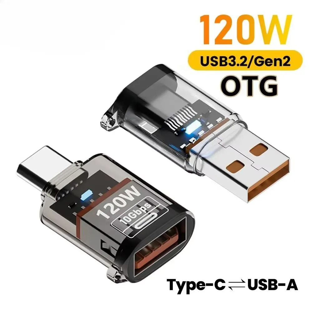 120W USB 3.2 Gen2 OTG 어댑터 Type-C - USB-A 10Gbps 고속 충전 데이터 전송 변환기, 마이크로 USB 0.3m 데이터 케이블