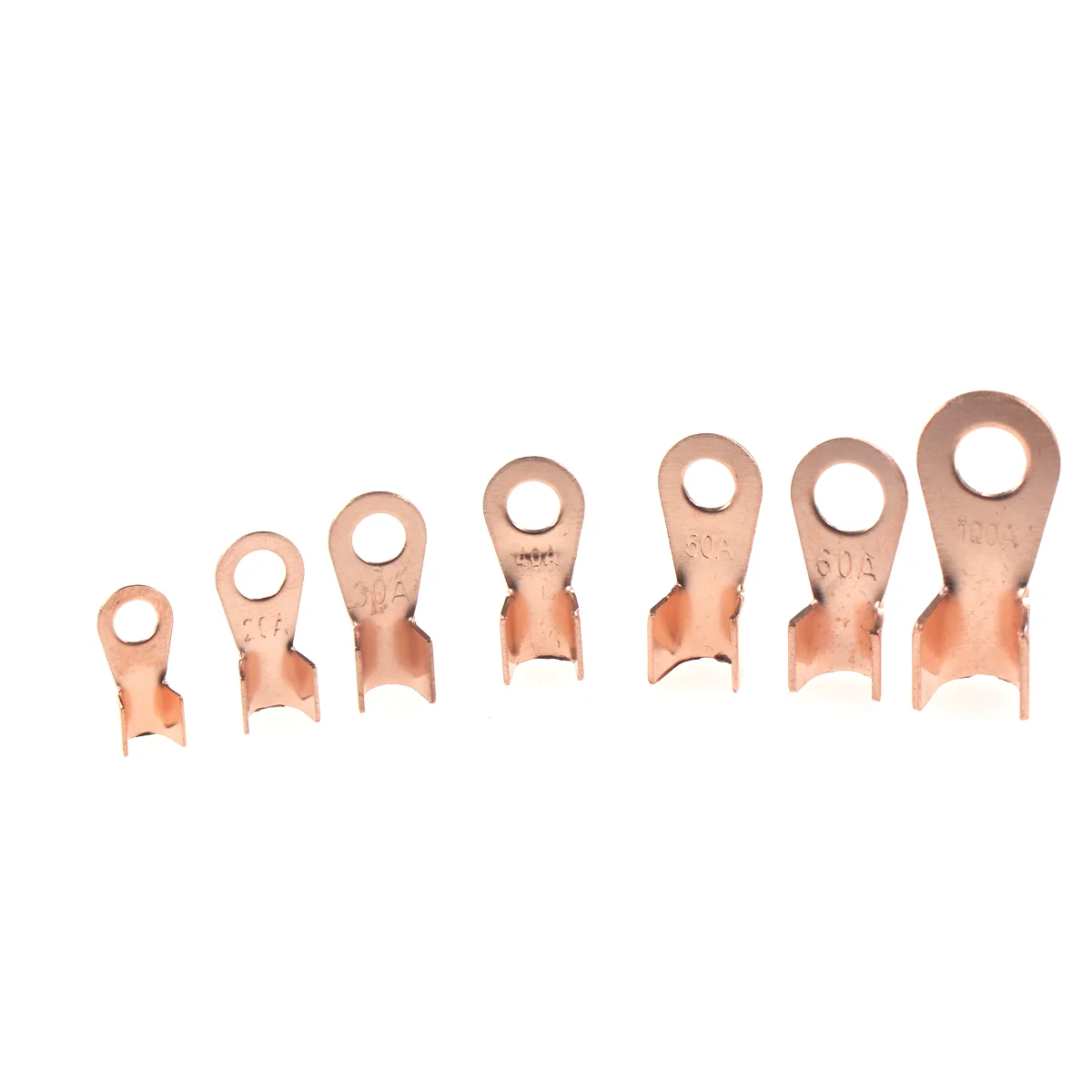 10PCS OT-10A 20A 30A 40A 50A 60A 80A 100A 150A 200A 250A Copper Circular Splice Terminal Wire Naked Connector Battery Cable Lug