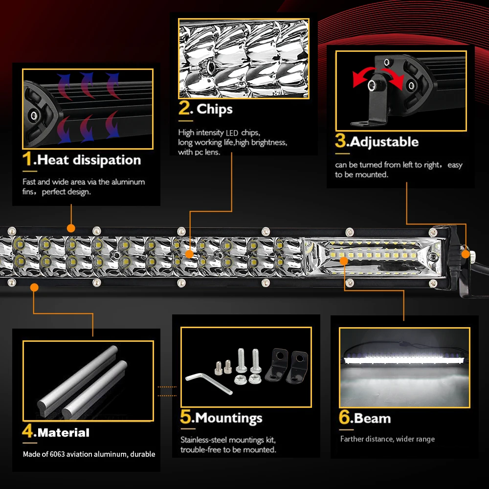 HAOLIDDE 듀얼 로우 14인치 20인치 26인치 32인치 LED 라이트 바 화이트 라이트 콤보 빔 4x4 LED 바 12V 24V IP68 자동차 오프로드용