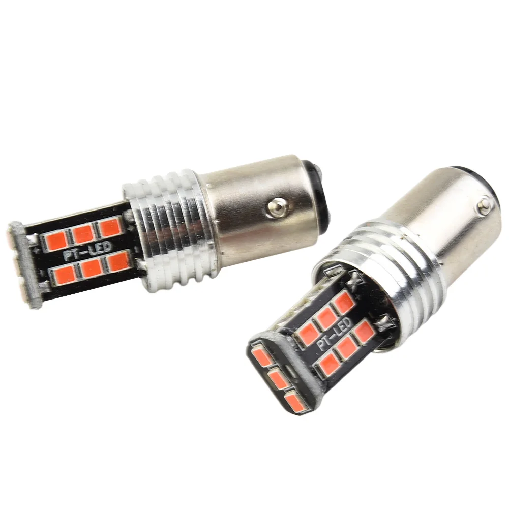 

2pcs Aluminum 1157 LED Brake Stop Tail Parking Light Bulb Bright Red 12V 16W 6000K Car Truck Parts Lighting Lamps