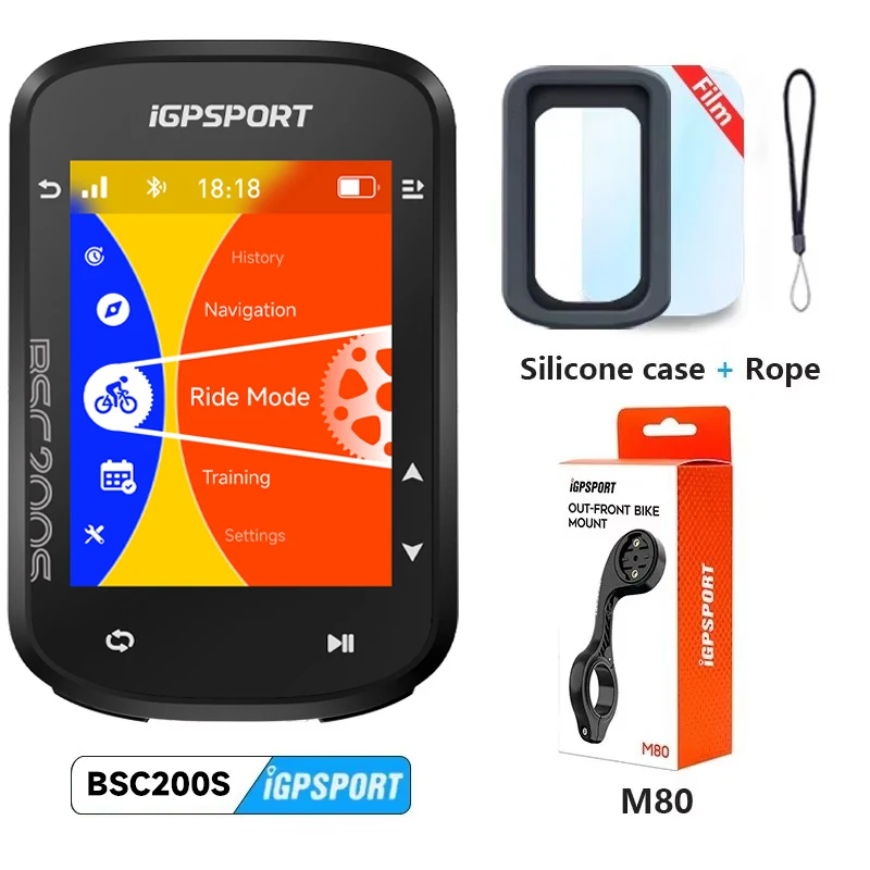 IGPSPORT BSC200S 자전거 컴퓨터 2.4인치 컬러 스크린 GPS 라이딩 거리계 무선 속도계 블루투스 ANT+ 자전거 컴퓨터