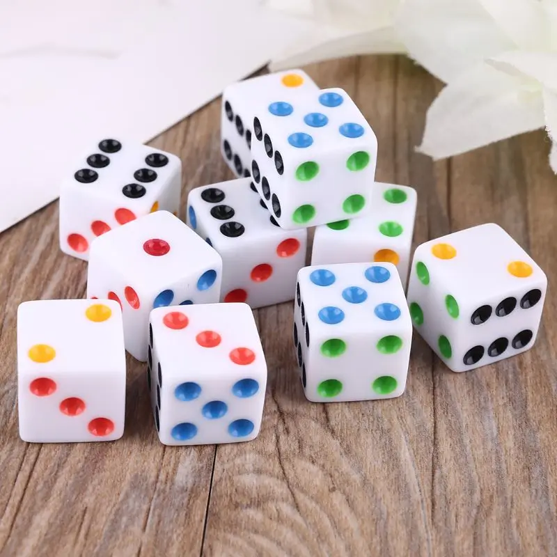 

10pcs/set D6 Six Sided Spot Dice Square Opaque 15mm Dices Role Playing Game for Bar Pub Club Party