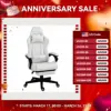 Racing Gaming Chair W/ Padded Arms, Pu Leather Gamer Recliner Home Office White 1