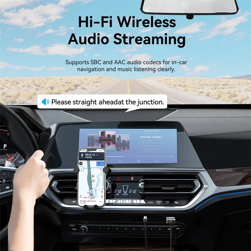 Vention Wireless Bluetooth 5.4 Receiver Dongle Car Bluetooth USB to 3.5mm Jack Audio Mic Handsfree Adapter