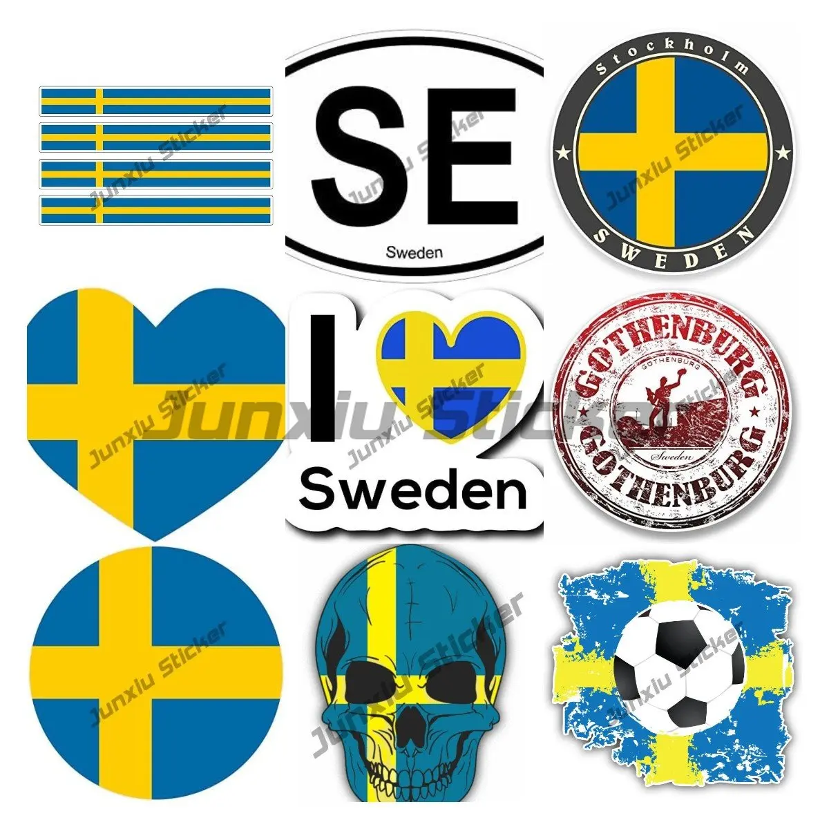 

Sverige Decal Stockholm Sweden Decals Swede Country Code Flag SE Vinyl Stickers Swedish Flag Stamp Stickers Pattern for SUV Car