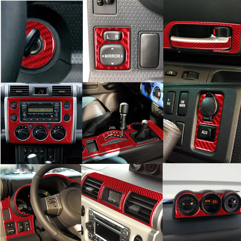 

Car Interior Door Handle Mirror Central Control Button Panel Carbon Fiber Trim Sticker For Toyota FJ Curiser 2007-2021 Accessori