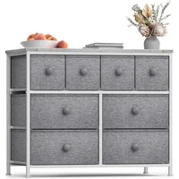 Dresser with 8 Drawers - Chest Clothing Organizer Unit with Steel Frame Wood Top Knob Handle Easy Pull Fabric Bins - Larg 1