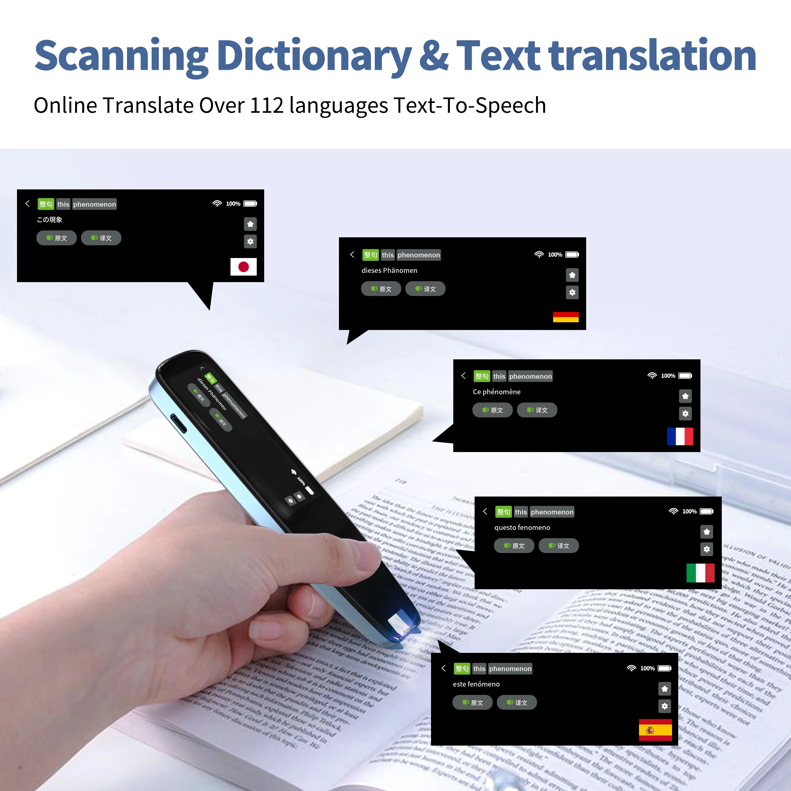 NEWYES Smart Voice Translator 112 Language Offline WIFI Scan Translation Pen Scanning Translation Pen Business Travel Abroad