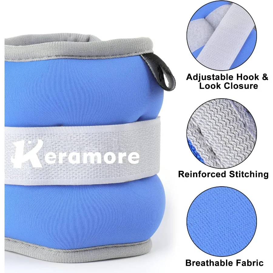 Ankle Weights,10 LBS (1 Pair) Wrist Arm & Leg Weighted for Women Men Kids with Elongated Strap for Exercise, Fitness, Jogging, A